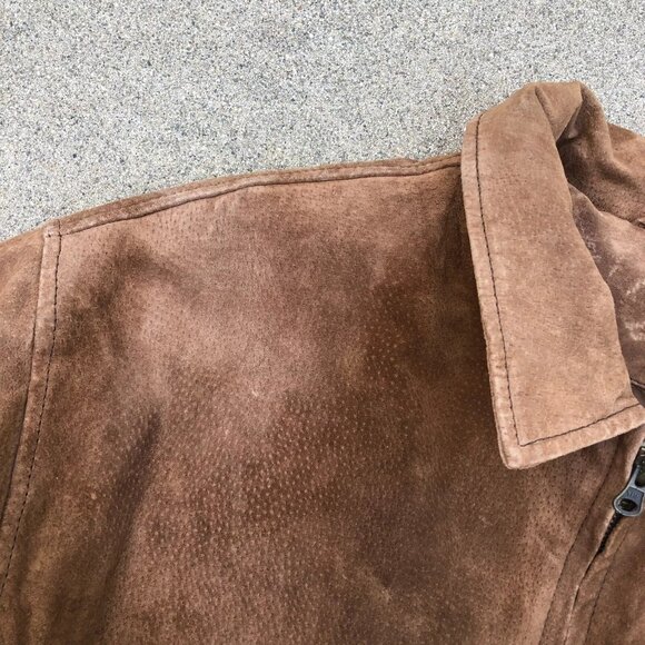 VTG KNIGHTSBRIDGE OUTERWEAR Leather Suede Jacket XL Men's Bomber Brown Full Zip - Picture 6 of 15